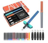 GC QUILL MU-20 - Juego de plumas estilográficas, 5 puntas diferentes y 18 cartuchos de tinta, juego de caligrafía para principiantes