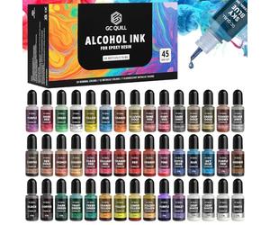 GC QUILL pigmentos para resina epoxi - 43 Colores (12 Metálicos, 7 Fluorescentes, 24 Normales) - 45 Botellas Tinta para Moldes Resina Epoxi, Manualidades, Resin Art, Epoxi GC-AK45