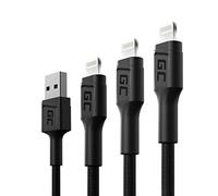GC Ray LED | SET 3x 30cm 120cm 200cm Lightning Cable Nylon Cargador para Apple iPhone 13 12 11 SE Pro/Max | iPhone X XR XS Max | iPhone 8 7 Plus | iPhone 6 6S 5 5C 5S | iPad Air/Pro/Mini