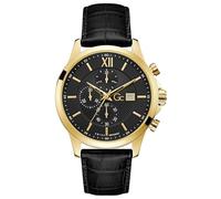 Gc Reloj Cuarzo Hombre 44.00mm con dial Analógico Oro y Correa de Pulsera de Cuero Negro Y27010G2MF