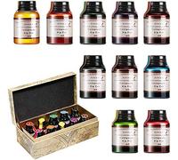 GC Tinta de caligrafía - Juego de 10 botellas de tinta de 20 ml de colores - Recarga de tinta sin carbón para pluma estilográfica - para llevar un diario, escribir y dibujar GC-710