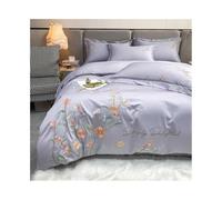 gC7aHx8 Juego de Sabanas Juego de 4 Fundas edredón Bordadas Lujo, Suaves y agradables for la Piel, Elegantes Juegos Cama con Estampado Floral botánico Suave(Purple,220x240cm)