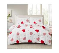 gC7aHx8 Juego de Sabanas Juego de Cama con Estampado corazón, 2 o 3 Piezas, Funda edredón Almohada, Suave y Transpirable Suave(Blanco,US Full(203x229cm))