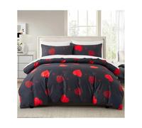 gC7aHx8 Juego de Sabanas Juego de Cama con Estampado corazón, 2 o 3 Piezas, Funda edredón Almohada, Suave y Transpirable Suave(Negro,US Full(203x229cm))