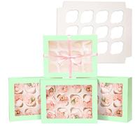 Gcardist 12 cajas automáticas para cupcakes con ventana, color morado profundo, 6 unidades, 33 x 25,4 x 9 cm, para portacupcakes, contenedores para cupcakes (13 x 10 x 3,5 pulgadas)