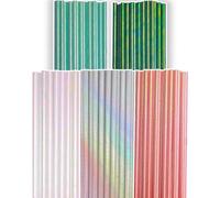 Gcardist 150 pajitas de papel iridiscentes para beber, pajitas desechables en paquete a granel (mezcla de 5 colores)
