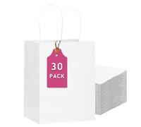 Gcardist 30 paquetes de bolsas de regalo blancas con asas a granel 13"x10.3"x4.6" bolsas de papel de gran tamaño múltiples usos (33x26x13cm, tamaño grande)