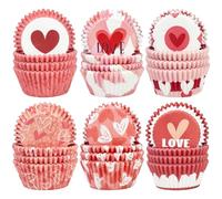 Gcardist 300 piezas de moldes estándar para muffins y cupcakes, 6 diseños, rosa, para el día de San Valentín, moldes de papel para muffins y cupcakes (tamaño estándar)