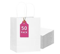 Gcardist 50 bolsas de regalo grandes de papel blanco con asas-13 × 10,3 × 4,6 pulgadas, pequeñas bolsas de regalo para fiestas para múltiples usos