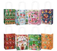 Gcardist Bolsas de regalo de Navidad con asas, pequeñas bolsas de papel, bolsas de papel kraft, accesorios de Navidad para fiestas de Navidad (16 x 22 x 8 cm)