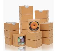 Gcardist Braun Bäckerei Boxen mit Fenster 60 Stück 10,1 x 10,1 x 6,3 cm Mini caja de galletas Macaron Boxen Kleine Donut Gebäck Boxen für Party (10,1 x 10,2 x 6,6 cm)