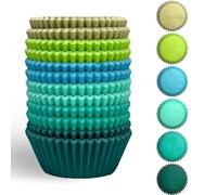 Gcardist Forros estándar para cupcakes verdes de 300 unidades (300 piezas, 41,57 mm, tamaño estándar) - Apto para horno y microondas, resistente al calor y al congelador, desechable, para horneado