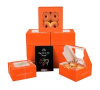 Gcardist Orange Keks-Boxen mit Fenster 15 Stück 15,2 x 15,2 x 7,6 cm Bäckerei Box Gebäck Box für Hochzeit Gunst Geburtstag & Party (15,2 x 15,2 x 7,6 cm)