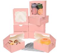 Gcardist Rosa Bäckerei Boxen mit Fenster 30 Stück 10,1 x 10,1 x 6,3 cm Mini caja de galletas Macaron Boxen Kleine Donut Gebäck Boxen für Party (10,1 x 10,2 x 5,3 cm)