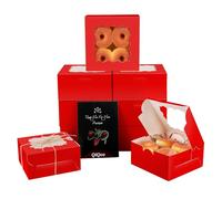 Gcardist Rot Keks-Boxen mit Fenster 15 Stück 15,2 x 15,2 x 7,6 cm Bäckerei Box Gebäck Box für Hochzeit Gunst Geburtstag & Party (6 x 6 x 3 pulgadas)