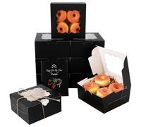 Gcardist Schwarz Keks-Boxen mit Fenster 15 Stück 15,2 x 15,2 x 7,6 cm. Caja de Bäckerei para Hochzeit Gunst Geburtstag & Party (6 x 6 x 3 pulgadas)