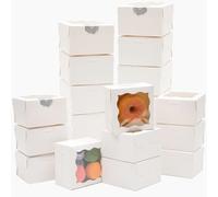 Gcardist Weiß Bäckerei Boxen mit Fenster 60 Stück 10.1 * 10.1 * 6.3 cm Mini Cookie Boxen Macaron Boxen Kleine Donut Gebäck Boxen für Party (10.2 x 10.2 x 6.3 cm)