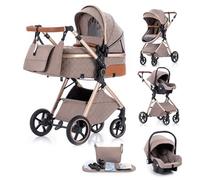 Gcarebb Cochecito 3 en 1, Cochecitos Combinado con Asiento de Auto, Cochecitos Mango Ajustable en Altura Paisaje Alto Marco de Aluminio Adecuado Para Recién Nacido