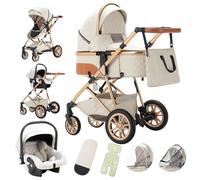 Gcarebb Cochecito 3 en 1, Cochecitos con asiento de coche, cochecitos combinados con asa ajustable en altura de marco, cochecito compacto de 0 a 36 kg
