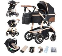Gcarebb Cochecito 3 en 1, Cochecitos Urbanos Con Asiento de Coche, Cochecito Bastón Mango Ajustable en Altura, Cochecitos Combinados Paisaje Alto Marco de Aluminio Adecuado para 0-4 Años