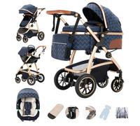 Gcarebb Sistema de viaje de cochecitos 3 en 1, cochecito con mango de altura ajustable, cochecito de viaje con mosquitera, cochecito de bebé con marco de aluminio para recién nacidos de 0-4 años