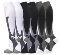 Gcbiger Calcetines de compresión (3 pares) para hombre, circulación, 20-30 mmHg, medias de compresión médica, para mujeres y enfermerías, negro, blanco y gris, Large/X-Large