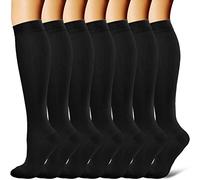 Gcbiger - Calcetines de compresión para hombres y mujeres (7 pares) de circulación 15-20 mmHg - El mejor soporte para atletismo, enfermería, uso médico, correr, Negro, XXL