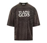GCDS- Ti Amo Front Print T-Shirt- Tops- Hombre- Marrón- S- Ti Amo Front Print T-Shirt