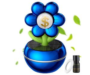Gcerfby Ambientador Inteligente Para Coche - Decoración Perfume Solar Con Diseño Floral Signo De Riqueza,Diseño Floral Símbolo De Prosperidad, Rotación De 360 Grados, Accesorios Decorativos Para