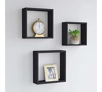 GCHDHAPB Estanterías para el hogar, estantes de pared y repisas, estantes de cubo de pared, 3 unidades, MDF negro