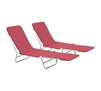 GCHDHAPB Home-Outdoor Home-Outdoor - Tumbonas plegables para el hogar, 2 unidades, acero y tela, color rojo