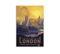 GCHPRINTEU London - Póster de estilo vintage de Printism en lienzo, impresión artística de pared para decoración de pared, 40 x 60 cm, estilo sin marco