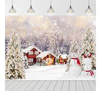 GCIREC 10x6.5ft Fondo Navideño Blanco y Rojo Bosque Invernal Muñeco de Nieve Árbol de Navidad Fondo para Fiestas Familiares Decoración Fiestas Navideñas Pancarta Accesorios para Fotomatón