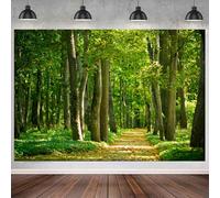 GCIREC 10x6.5ft Fondo Verde Primaveral del Bosque Sendero entre los árboles del Bosque Paraíso Natural Fondo de fiesta de vacaciones de la Familia Banner de Estudio de Fotos Niños Apoyos de Fotografía