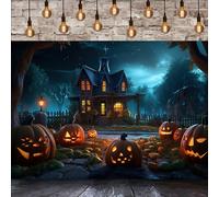 GCIREC 6x4ft Telón de Fondo de Halloween Fantasma Aterrador Casa Embrujada Castillo Calabaza Luna Llena Fondo de Fotografía Banner de Decoración de Fiesta de Halloween