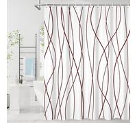 GCIREC Cortina de Ducha, 120x180cm, Marrón Oscuro Minimalismo Moderno Línea Ondulada a Rayas Cortina de Maño Lavable de la Máquina de Tela Impermeable con Ganchos