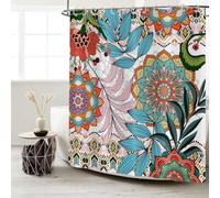 GCIREC Cortina de Ducha, 120x180cm, Retro Colorido Boho Mandala Flor Hoja Tropical Botánico Abstracto Cortina de Maño Lavable de la Máquina de Tela Impermeable con Ganchos