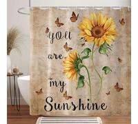 GCIREC Cortina de Ducha, 120x200cm, Eres Mi Sol Girasol con Abejas Mariposas Rústico Retro Cortina de Maño Lavable de la Máquina de Tela Impermeable con Ganchos