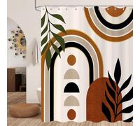 GCIREC Cortina de Ducha, 150x180cm, Terracota Blanco Medio Siglo Moderno Arte Abstracto Boho Geométrico Cortina de Maño Lavable de la Máquina de Tela Impermeable con Ganchos