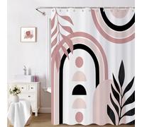 GCIREC Cortina de Ducha, 180x200cm, Rosa Blanco Medio Siglo Moderno Arte Abstracto Boho Geométrico Cortina de Maño Lavable de la Máquina de Tela Impermeable con Ganchos
