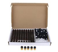 Gcljlmy 100 botellas de aceite esencial de vidrio ámbar con reductor tapas negras, botellas de difusor, botella de perfume 2 ml
