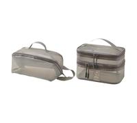 Gcljlmy 2 bolsas de maquillaje de malla, organizador para ciudadanos, portátil, de doble capa, organizador para actividades al aire libre, gris, A