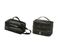 Gcljlmy 2 bolsas de maquillaje de malla, organizador para ciudadanos, portátil, de doble capa, organizador para actividades al aire libre, Negro , A