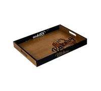 Gcljlmy Bandeja rectangular de madera para servir, accesorios de marco de hierro, tazas de té portátiles, bandeja de frutas con cuenco rectangular con asa