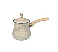 Gcljlmy Cafetera turca de acero inoxidable, calentador de mantequilla, mango largo de madera con boquilla, calentador de leche para hacer Latte Art, accesorios de cocina, patrón dorado (550 ml, patrón