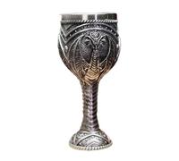 Gcljlmy Copa medieval vintage de acero inoxidable con diseño de dragón grabado para fiestas, hecho a mano, color plateado