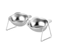 Gcljlmy Cuenco de agua para gatos con soporte, recipiente inclinado para alimentos, comedero elevado para mascotas, para interior y exterior, para pequeños (cuencos dobles de dibujos animados)