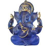 Gcljlmy Ganesha Elefante Dios Estatua Resina Hecho a Mano Escultura Buda Figura Decoración para el Hogar Artesanía Regalos (Azul)