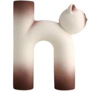 Gcljlmy Jarrón con forma de gato, bonito tarro tubular en forma de U, regalo de cumpleaños, gatito, decorativo para salón, granja, estantería (marrón oscuro)