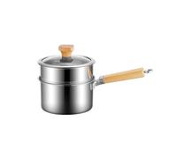 Gcljlmy Olla antiadherente con tapa, olla sopera, acero inoxidable, mango aislado, olla redonda multiusos para la casa de té en casa, con vapor, 16 cm